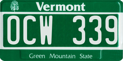 VT license plate OCW339
