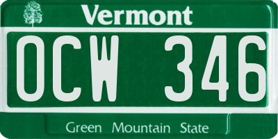 VT license plate OCW346