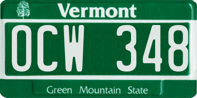 VT license plate OCW348