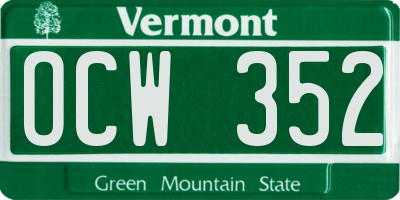 VT license plate OCW352
