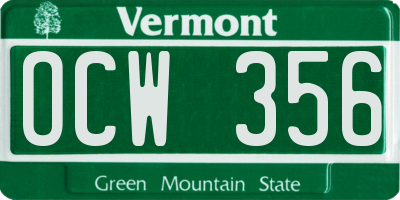 VT license plate OCW356