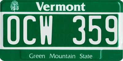 VT license plate OCW359