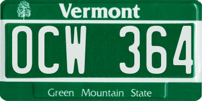 VT license plate OCW364