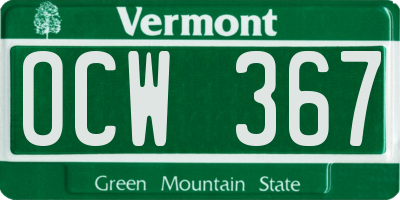 VT license plate OCW367