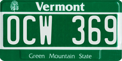 VT license plate OCW369