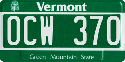 VT license plate OCW370