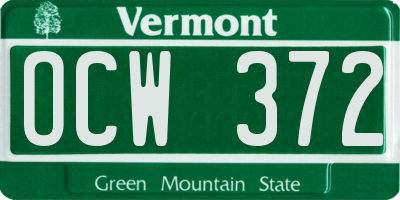 VT license plate OCW372