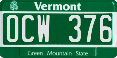 VT license plate OCW376