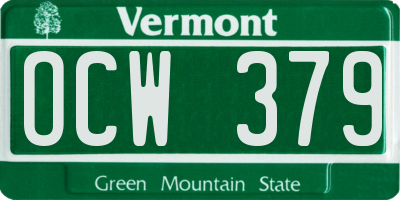 VT license plate OCW379