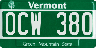 VT license plate OCW380