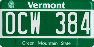 VT license plate OCW384