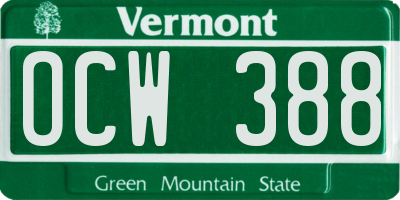 VT license plate OCW388
