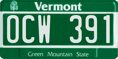 VT license plate OCW391