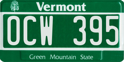 VT license plate OCW395
