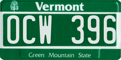 VT license plate OCW396