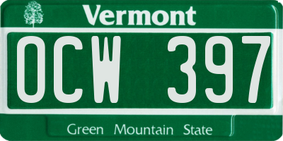 VT license plate OCW397