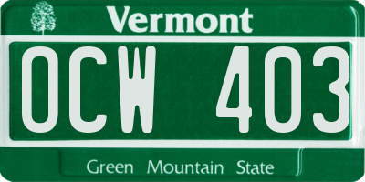 VT license plate OCW403