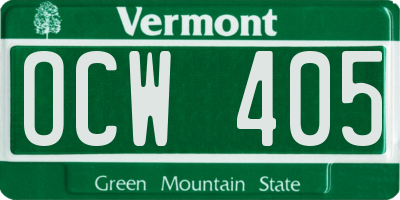 VT license plate OCW405