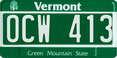 VT license plate OCW413