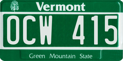 VT license plate OCW415