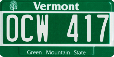 VT license plate OCW417