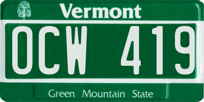VT license plate OCW419