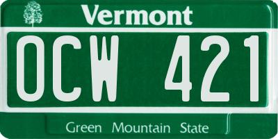 VT license plate OCW421