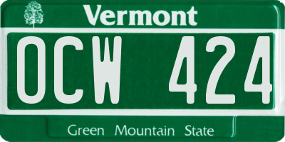VT license plate OCW424