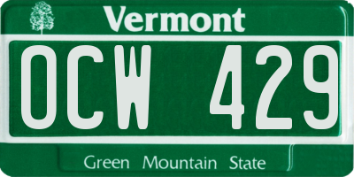 VT license plate OCW429