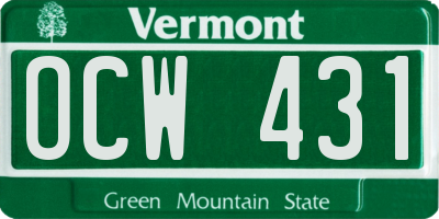 VT license plate OCW431