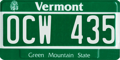 VT license plate OCW435
