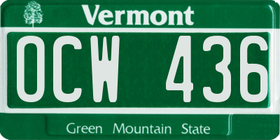 VT license plate OCW436