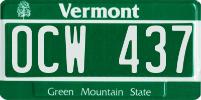 VT license plate OCW437