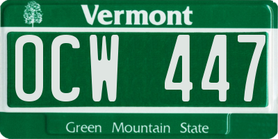 VT license plate OCW447