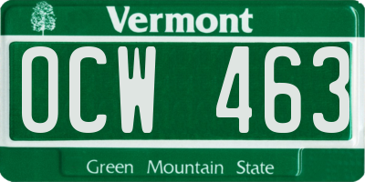 VT license plate OCW463