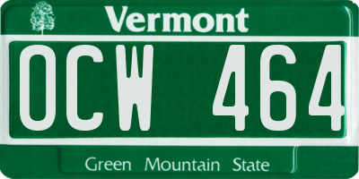 VT license plate OCW464