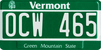 VT license plate OCW465