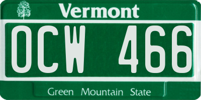 VT license plate OCW466