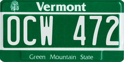 VT license plate OCW472