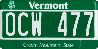 VT license plate OCW477