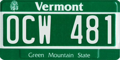 VT license plate OCW481