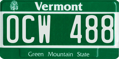 VT license plate OCW488