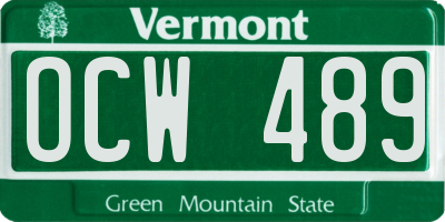 VT license plate OCW489