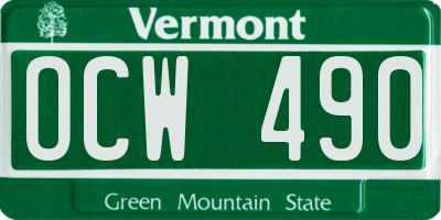 VT license plate OCW490