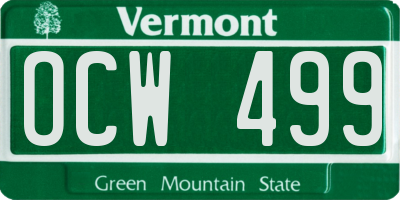 VT license plate OCW499