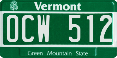 VT license plate OCW512