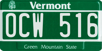 VT license plate OCW516