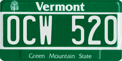 VT license plate OCW520