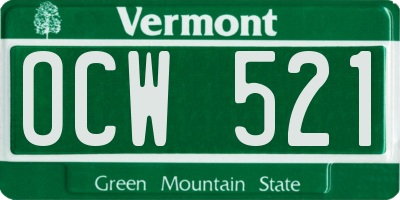 VT license plate OCW521