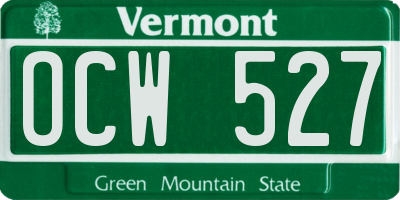 VT license plate OCW527